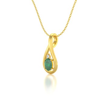 Collier Or Jaune Pendentif Emeraude & Diamant - Fiançailles Enchanteur | Aden