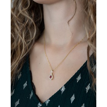 Collier Pendentif ADEN Or 585 Jaune Rubis et Diamants Chaine Or 585 incluse 1.55grs