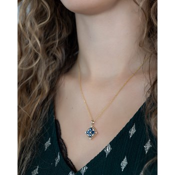 Médaillon Saphir & Diamants Or Jaune - Collier Fiançailles Chaine Incluse | Aden