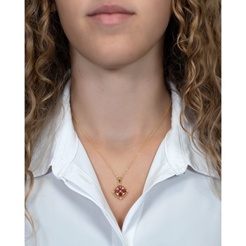Médaillon Rubis & Diamants Or Jaune - Collier Fiançailles Chaine Incluse | Aden