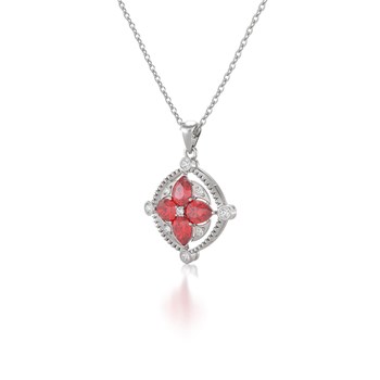 Médaillon Rubis & Diamants Or Blanc - Collier Fête des Mères Chaine Incluse | Aden