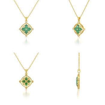Médaillon Emeraude & Diamants Or Jaune - Collier Fiançailles Chaine Incluse | Aden