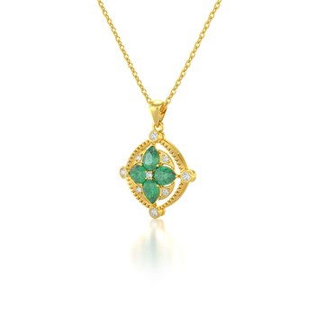 Médaillon Emeraude & Diamants Or Jaune - Collier Fiançailles Chaine Incluse | Aden