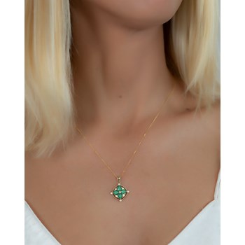 Médaillon Emeraude & Diamants Or Jaune - Collier Fiançailles Chaine Incluse | Aden