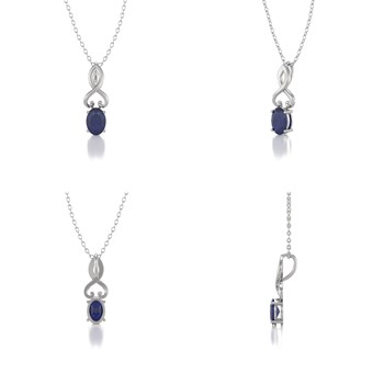 Collier Pendentif Or Blanc Saphir - Fête des Mères Élégante et Raffinée | Aden