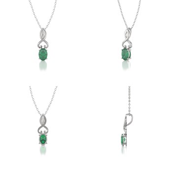 Collier Pendentif Or Blanc Emeraude - Fête des Mères Élégante et Raffinée | Aden