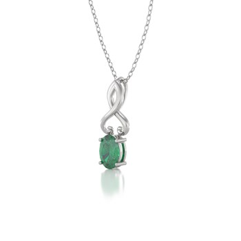 Collier Pendentif Or Blanc Emeraude - Fête des Mères Élégante et Raffinée | Aden