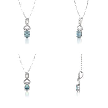 Collier Pendentif Or Blanc Aigue-Marine - Fête des Mères Élégante et Raffinée | Aden