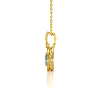 Collier Pendentif ADEN Or 585 Jaune Aigue-Marine et Diamants Chaine Or 585 incluse 1.55grs