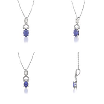 Collier Tanzanite en Or Blanc | 0.85gr | Pendentif Prestigieux avec Chaîne en Or - Aden