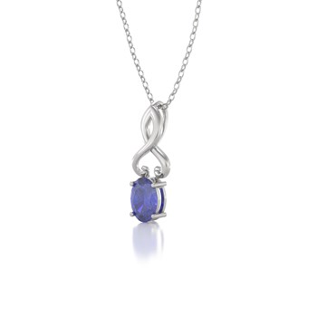 Collier Tanzanite en Or Blanc | 0.85gr | Pendentif Prestigieux avec Chaîne en Or - Aden