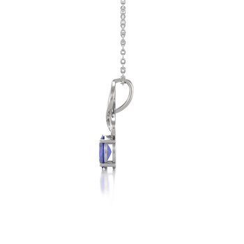 Collier Tanzanite en Or Blanc | 0.85gr | Pendentif Prestigieux avec Chaîne en Or - Aden