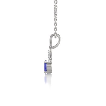Collier Pendentif ADEN Or 585 Blanc Tanzanite et Diamants Chaine Or 585 incluse 0.75grs