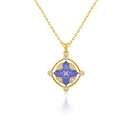 Collier Pendentif Or Jaune 585 Tanzanite et Diamants - Cadeau Exceptionnel pour Elle | Aden