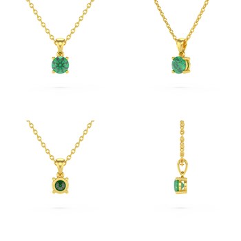 Collier Pendentif Or 585 Jaune Emeraude Chaine Or 585 incluse 0.23grs