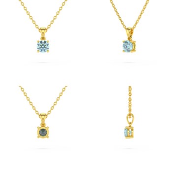 Collier Pendentif ADEN Or 585 Jaune Aigue-Marine Chaine Or 585 incluse 0.23grs