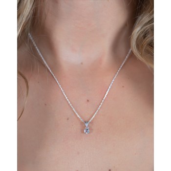 Collier Pendentif ADEN Or 585 Blanc Aigue-Marine Chaine Or 585 incluse 0.23grs