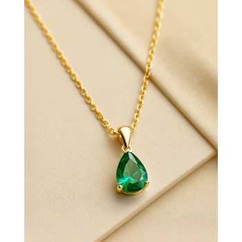 Emerald Pear Necklace in 585 Yellow Gold - Selanya Collection
