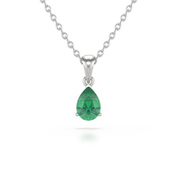 Selanya Pendant Necklace: Pear Emerald on White Gold