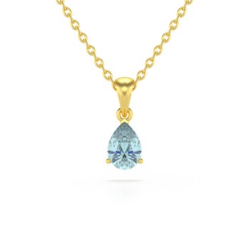 585 Yellow Gold Pear Aquamarine Necklace - Selanya Collection