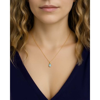 585 Yellow Gold Pear Aquamarine Necklace - Selanya Collection