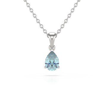 Collier Aigue-Marine Poire en Or Blanc 585 - Collection Selanya