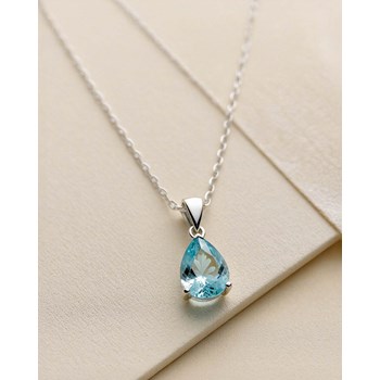Collier Aigue-Marine Poire en Or Blanc 585 - Collection Selanya