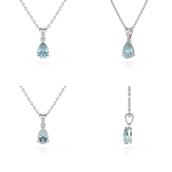 Collier Aigue-Marine Poire en Or Blanc 585 - Collection Selanya