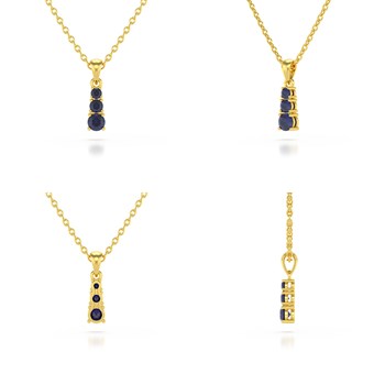 Collier Pendentif ADEN Or 585 Jaune Saphir Chaine Or 585 incluse 0.45grs