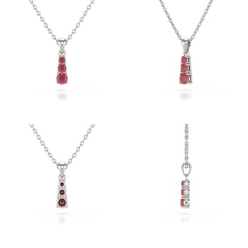 Collier Pendentif ADEN Or 585 Blanc Rubis Chaine Or 585 incluse 0.45grs