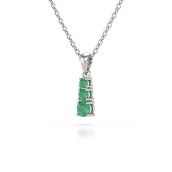 Collier Pendentif ADEN Or 585 Blanc Emeraude Chaine Or 585 incluse 0.45grs