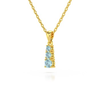 Collier Pendentif ADEN Or 585 Jaune Aigue-Marine Chaine Or 585 incluse 0.45grs