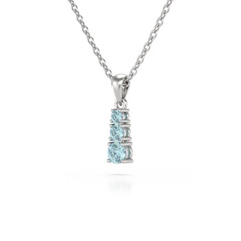 Collier Pendentif ADEN Or 585 Blanc Aigue-Marine Chaine Or 585 incluse 0.45grs