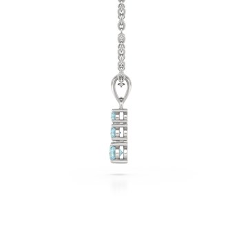 Collier Pendentif ADEN Or 585 Blanc Aigue-Marine Chaine Or 585 incluse 0.45grs