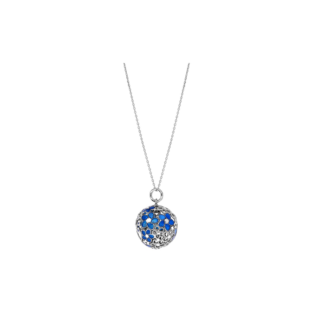 Collier Bola de grossesse - Argent - Fleurs - vue 2