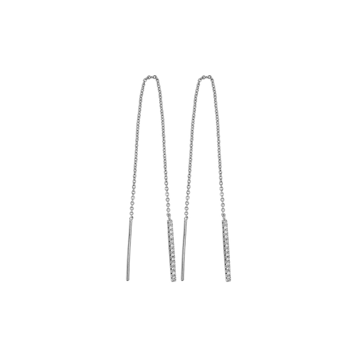 Boucles d'oreilles pendantes - Chainette argent