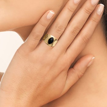 Bague Femme - Plaqué Or - Agate