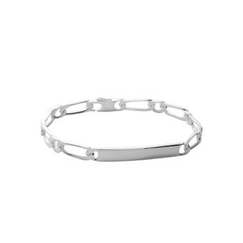 Gourmette Homme - Argent 925 - Cheval alternée 1+1 - Largeur : 5 mm - Longueur : 18 cm