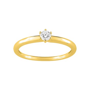 Bague solitaire Femme - Oxyde de zirconium - Or 9 Carats