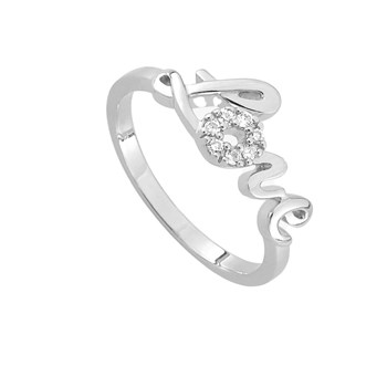 Bague love femme - Oxyde de zirconium - Argent 925