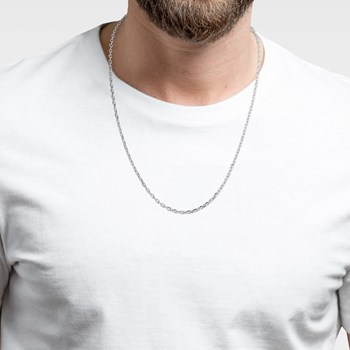Chaine Mixte - Argent 925 - Chaîne forçat diamantée - Largeur : 2,6 mm - Longueur : 50 cm