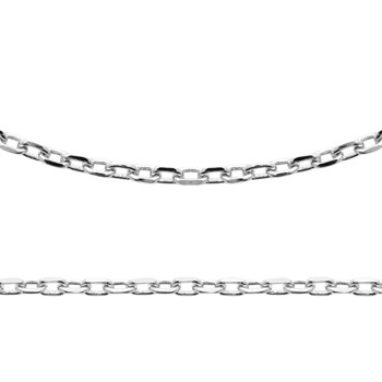 Chaine Mixte - Argent 925 - Chaîne forçat diamantée - Largeur : 2,6 mm - Longueur : 55 cm