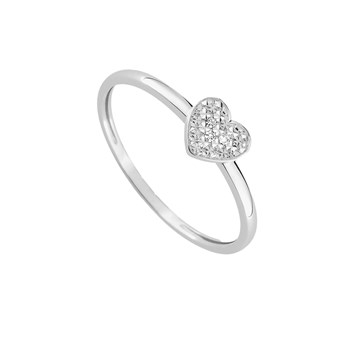 Bague coeur Femme - Or 9 Carats - Diamant 0.012 Carats