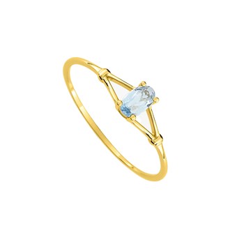 Bague Femme - aigue marine - Or 9 Carats