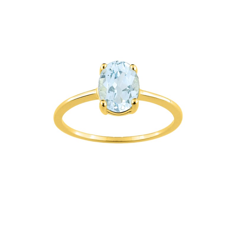 Bague Femme - aigue marine - Or 9 Carats