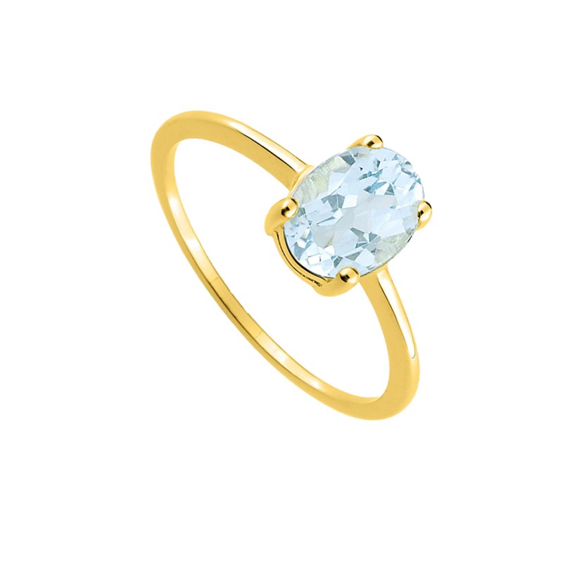 Bague Femme - aigue marine - Or 9 Carats - vue 2