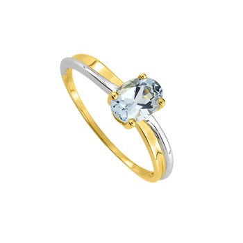 Bague Femme - aigue marine - Or 9 Carats