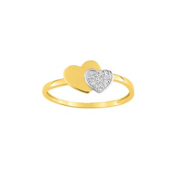 Bague Femme - bicolore - Oxyde de zirconium - Or 9 Carats