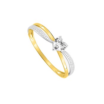 Bague Femme - bicolore - Oxyde de zirconium - Or 9 Carats