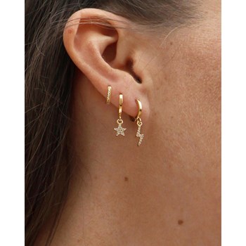 Boucle d'oreille strass à l'unité laiton doré or fin 24K  LILY